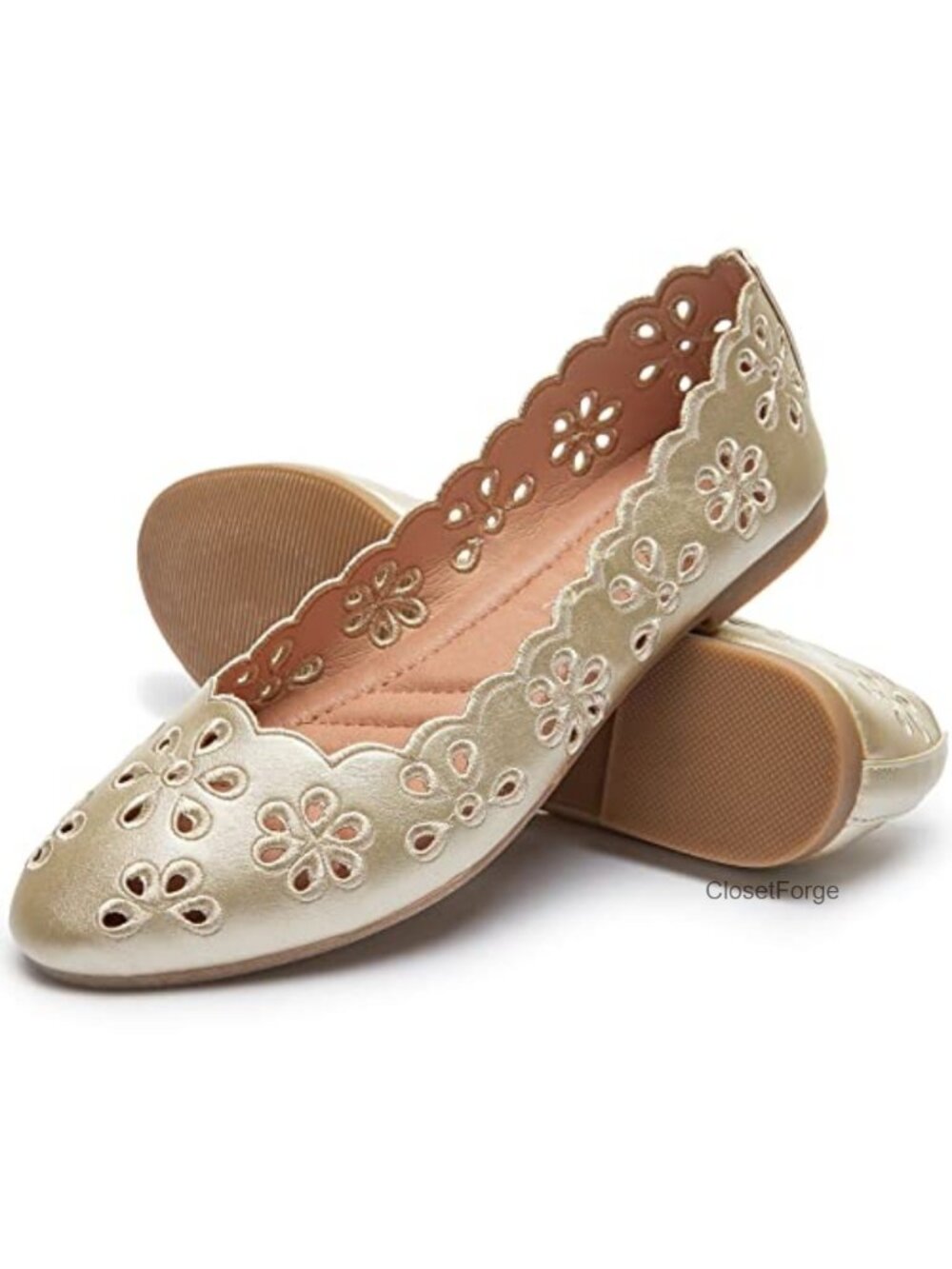 Faux Leather Ballet Flats Comfortable Slip On Dress Shoes Memory Foam